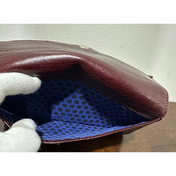 REBECCA MINKOFF envelope clutch crossbody burgundy leather with chain strap - Picture 13 of 16